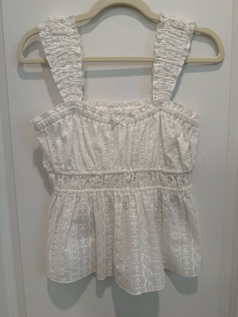 White Eyelet Cotton Tank Top -NWOT